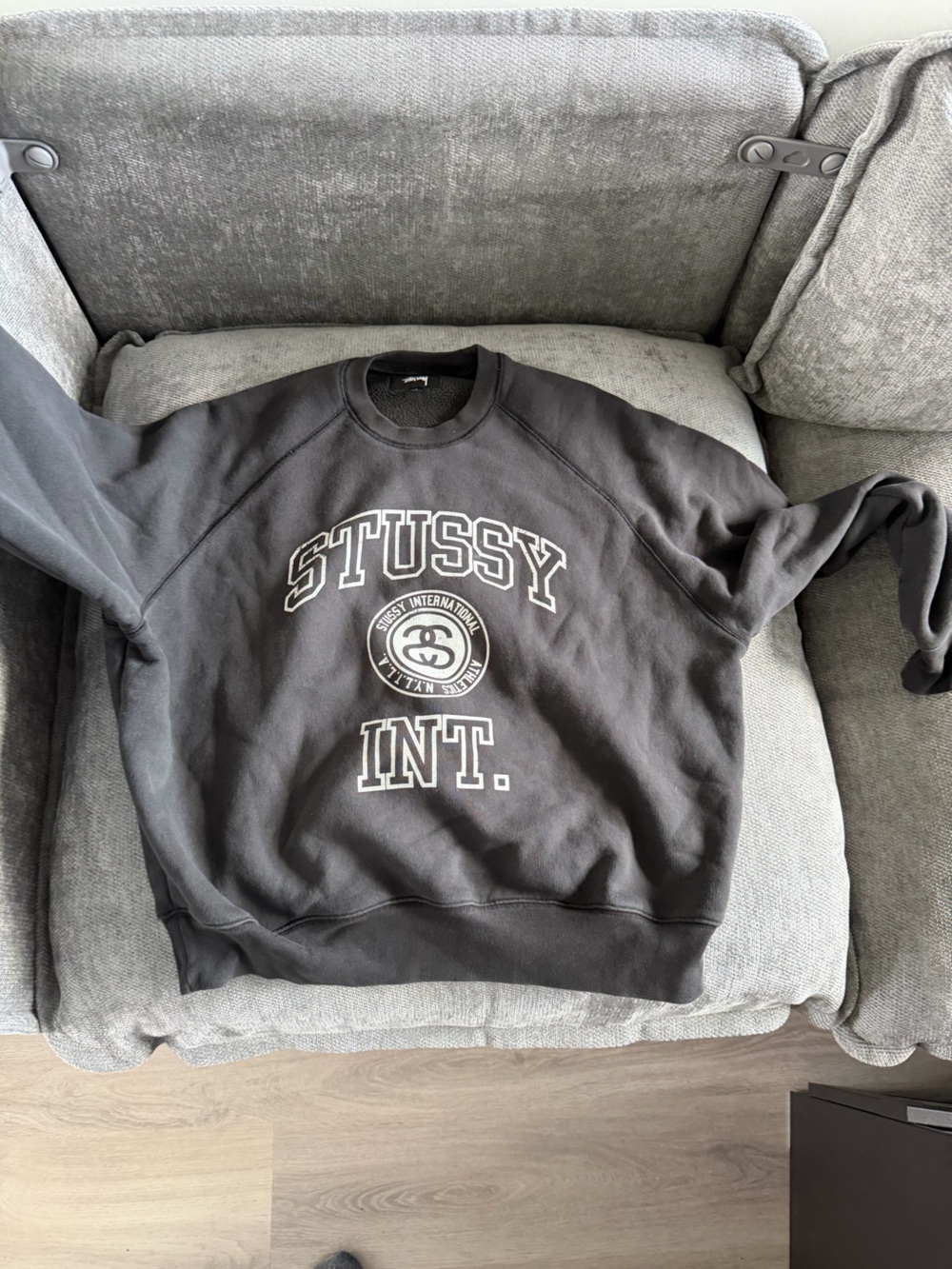 Stussy Black Crewneck Sweatshirt with White Graphic Logo